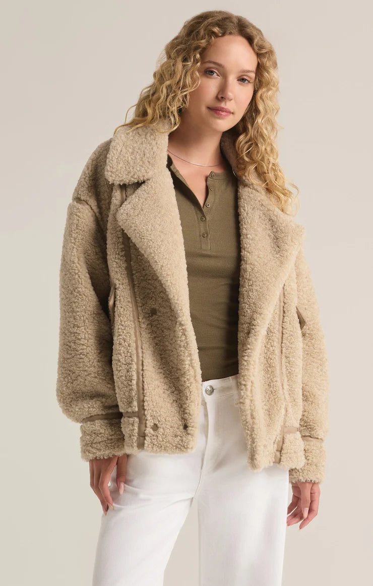 Cream sherpa jacket deals