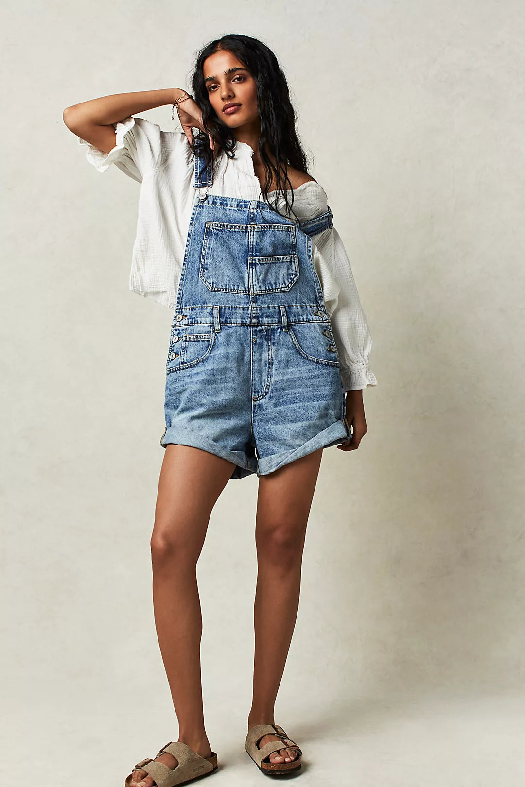 Free people online overall shorts